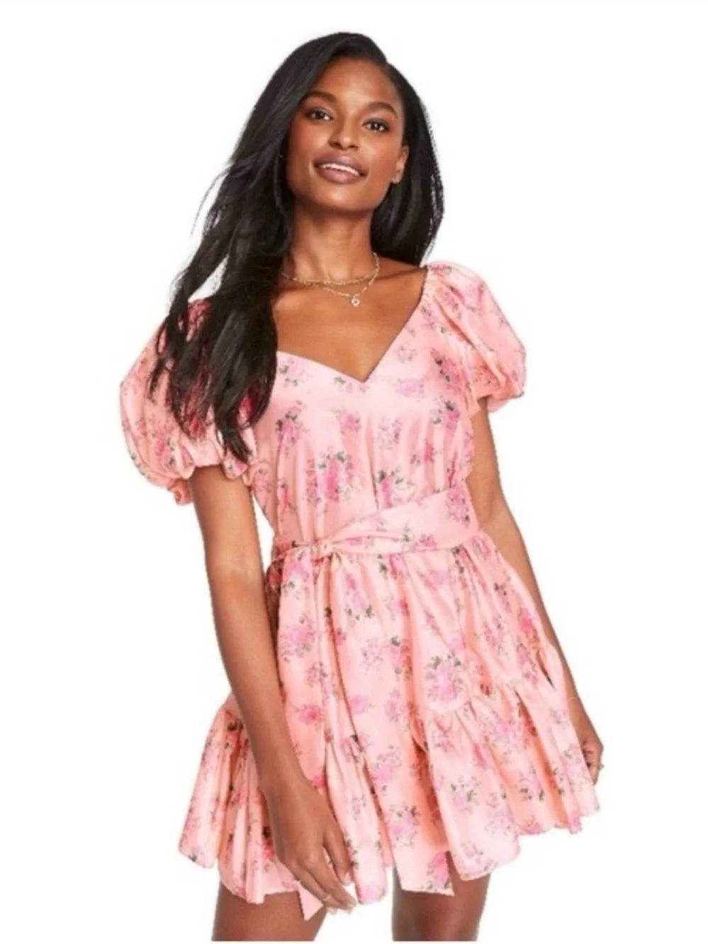 LoveShackFancy for Target Cecile Puff Sleeve Pink Floral Dress Size 10 NEW